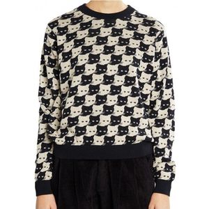 DEDICATED Womens Sweater Arendal Pepita Cats Trui (Dames |zwart)