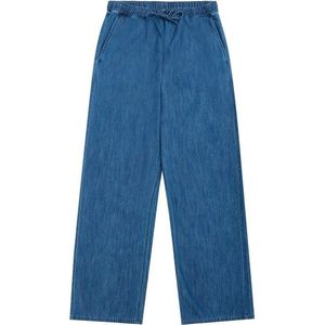 KnowledgeCotton Apparel Womens Posey Wide Mid-Rise Vrijetijdsbroek (Dames |blauw)