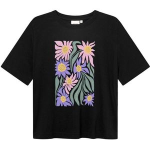 DEDICATED Womens T-Shirt Vadstena Daisey Block T-shirt (Dames |zwart)