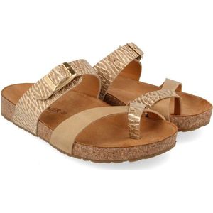 HAFLINGER Bio Juno Slipper - Goud - Leren - Kurken Voetbed