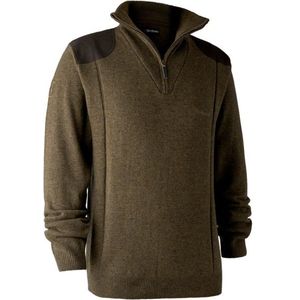 Deerhunter - Sheffield Knit with Zip Neck - Wollen Trui - Bruin
