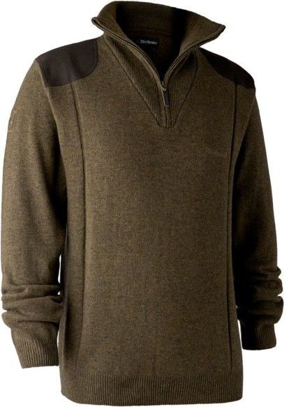 Deerhunter - Sheffield Knit with Zip Neck - Wollen Trui - Bruin