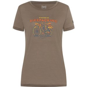 supernatural Womens Bikepacking Tee Merinoshirt (Dames |bruin)