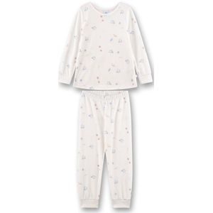SANETTA - Pyjama - Off-white - Hoogwaardige Kwaliteit - Lange Mouwen - Vogeltjes-Allover