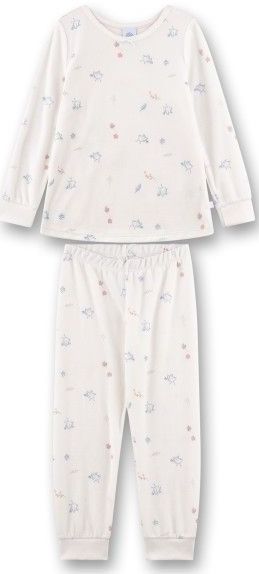 SANETTA - Pyjama - Off-white - Hoogwaardige Kwaliteit - Lange Mouwen - Vogeltjes-Allover