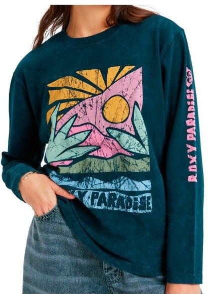 Roxy - Hangloose Washed - T-shirt met Lange Mouwen - Loose Fit - Ronde Hals