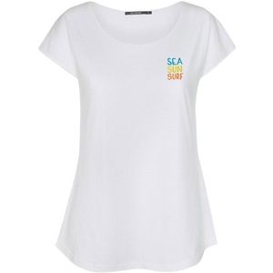 GreenBomb Womens Lifestyle Sea Sun Surf Cool T-Shirts T-shirt (Dames |wit)