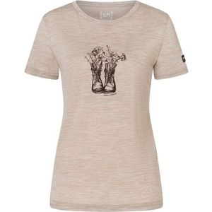 supernatural Womens Flower Boots Tee Merinoshirt (Dames |beige)