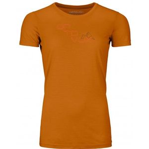 Ortovox Womens 185 Merino Tangram Logo Merinoshirt (Dames |oranje)