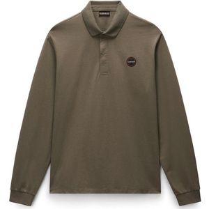 Napapijri - E-Badge LS - Poloshirt - Groen - Lange Mouwen