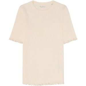 KnowledgeCotton Apparel Womens Rib Tee Ruffle Hemming T-shirt (Dames |beige)