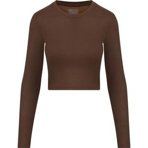 Hey Honey Womens Longsleeve Cropped Always Dressed Yogashirt (Dames |bruin)