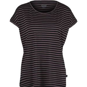 Stoic Womens Merino150 MMXX T-Shirt Striped loose Merinoshirt (Dames |zwart/grijs)
