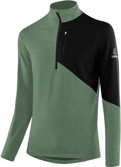 Löffler Midlayer Block Transtex Merino Merinolongsleeve (Heren |olijfgroen)