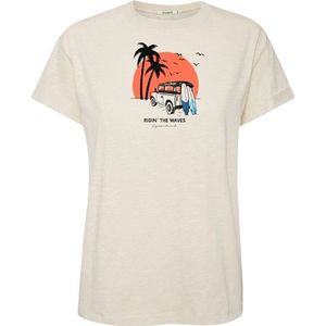 GreenBomb Womens Nature Beach Trip Stop T-Shirt T-shirt (Dames |beige)