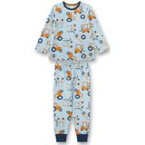 Jongenspyjama blauw | Hoogwaardige en comfortabele pyjama van katoen voor jongens met lange mouwen pyjama met tractor allover | pyjamaset voor jongens, blauw, 92