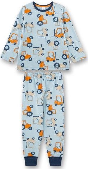 Jongenspyjama blauw | Hoogwaardige en comfortabele pyjama van katoen voor jongens met lange mouwen pyjama met tractor allover | pyjamaset voor jongens, blauw, 92