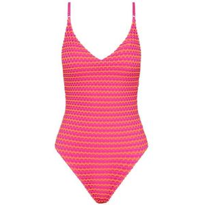 Seafolly - Mesh Effect V Neck Badpak - Roze - 94% Polyamide, 6% Elastaan