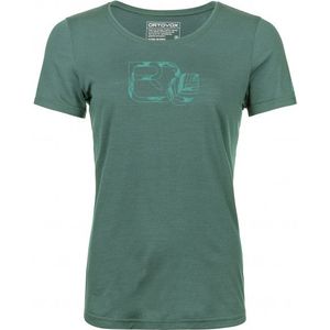 Ortovox Womens 120 Cool Tec Leaf Logo T-Shirt Merinoshirt (Dames |grijs)