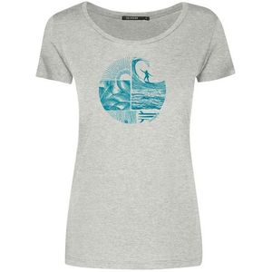 GreenBomb Womens Nature Surf Circle Loves T-Shirts T-shirt (Dames |grijs)