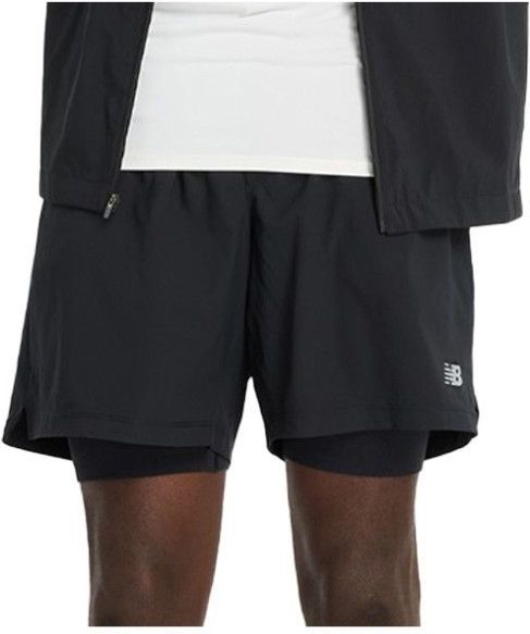 New Balance - AC Lined 7 - Sportbroek - Lichtgrijs/Zwart