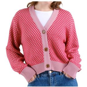 DEDICATED Womens Cardigan Kanan Bubble Knit Cardigan (Dames |roze)