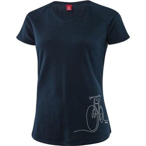 Löffler Womens Printshirt Bicycle Merino-Tencel Merinoshirt (Dames |blauw)