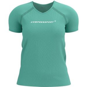 Compressport Womens Training S/S Logo Hardloopshirt (Dames |turkoois)