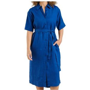 DEDICATED Womens Shirt Dress Ripa Linen Jurk (Dames |blauw)