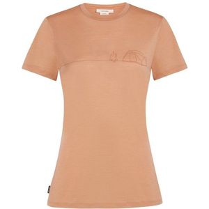 Icebreaker Womens Merino150 TechLite S/S Single Line Camp Merinoshirt (Dames |beige)