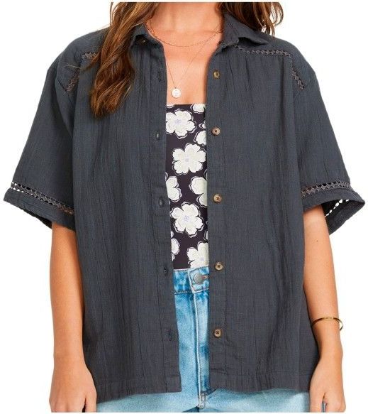 Billabong Womens Summers End S/S WVN Blouse (Dames |grijs)