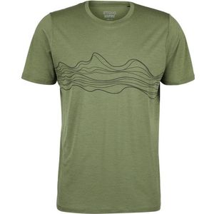 Stoic Merino155 LaholmSt Print T-Shirt Lines Merinoshirt (Heren |olijfgroen)