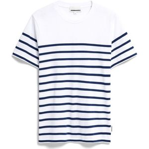 ARMEDANGELS Aadros Stripes T-shirt (Heren |wit)