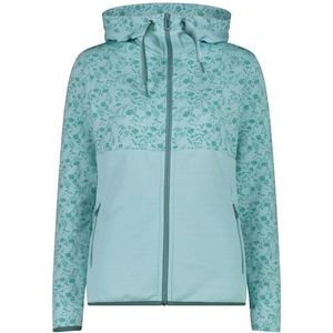 CMP Womens Printed Stretch Jacket Fix Hood Fleecevest (Dames |turkoois)