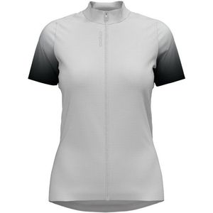Odlo Womens Essential Print S/U Collar S/S Full Zip Fietsshirt (Dames |grijs)