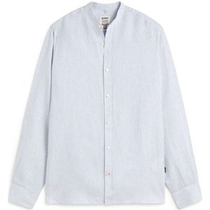 ECOALFvoor mannen. MCMGASRDAVID0725S25-901 Shirt David wit, blauw (L), Casual, Vlas, Lange mouwen, Duurzaam