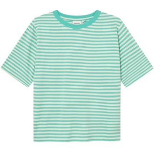 DEDICATED Womens T-Shirt Vadstena Stripes T-shirt (Dames |turkoois/groen)