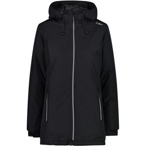 CMP Womens Jacket Long Fix Hood Ripstop Lange jas (Dames |zwart |waterdicht)