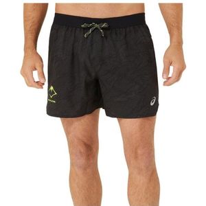 Asics Fujitrail All Over Print 5 Short Hardloopshort (Heren |zwart)