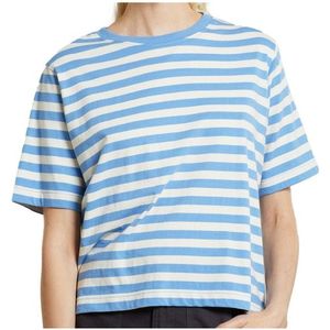 DEDICATED Womens T-Shirt Vadstena Stripes T-shirt (Dames |blauw)