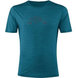 Löffler Printshirt Mountains Merino-Tencel Merinoshirt (Heren |blauw)