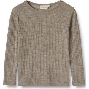 WHEAT - Gestreept Langarm-Shirt - Beige - Wool/Silk Merino-ondergoed