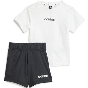 adidas Kids Linear Logo T-Set 160 Trainingspak (Kinderen |wit)