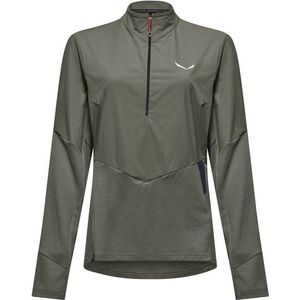 Salewa - Pedroc Dry Wind HZ Tee - Longsleeve - Grijs/Olijfgroen - Dames