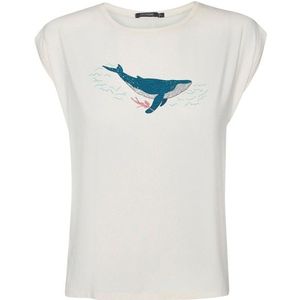 GreenBomb Womens Animal Whale Dive Timid Tops T-shirt (Dames |wit)