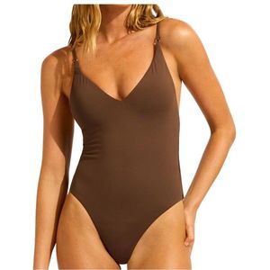 Seafolly Womens Collective V Neck One Piece Badpak (Dames |oranje)