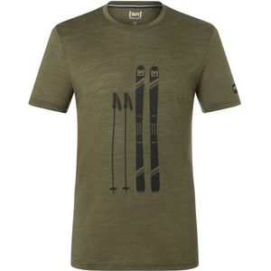 supernatural Skiing Gear Tee Merinoshirt (Heren |olijfgroen)