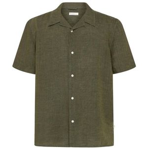 KnowledgeCotton Apparel Box S/S Linen Shirt Overhemd (Heren |olijfgroen)