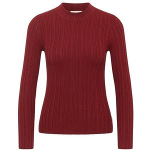 Tranquillo Womens Seidiges EcoVero-Shirt Round Neck Longsleeve (Dames |rood)