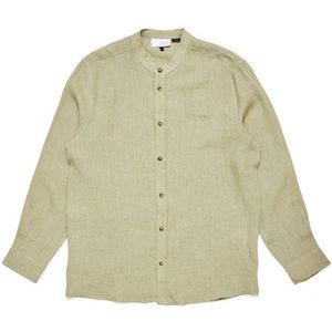 Mazine Stand Collar Linen Shirt Overhemd (Heren |beige)